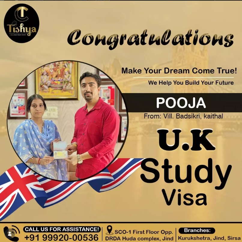 Pooja (Badsikri, Kaithal) - UK Study Visa Approved